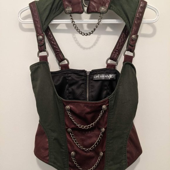 Lip Service Das Bunker cotton twill and PVC underbust corset - Picture 2 of 4